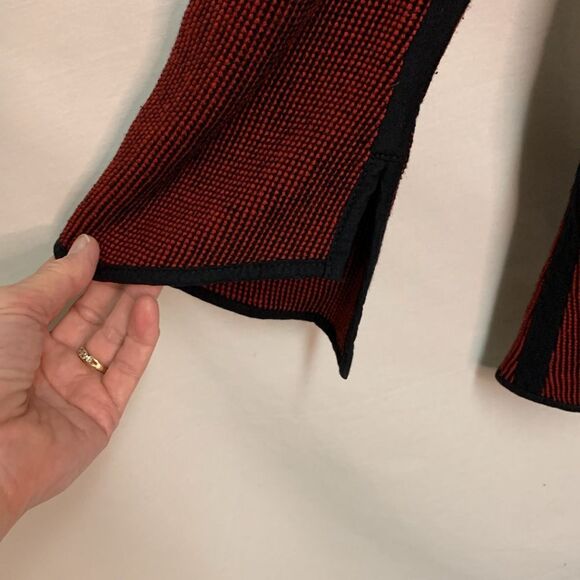 Jaskar Art To Wear Unique Red Black Cotton Blend Asymmetrical Tunic Top Size M - Picture 9 of 15